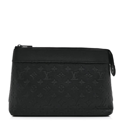 Louis Vuitton Shadow Calfskin Monogram Pochette Voyage Souple Black 1 of 9