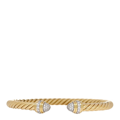 David Yurman 18K Yellow Gold Diamond 5mm Classic Cablespira Bracelet 1 of 4