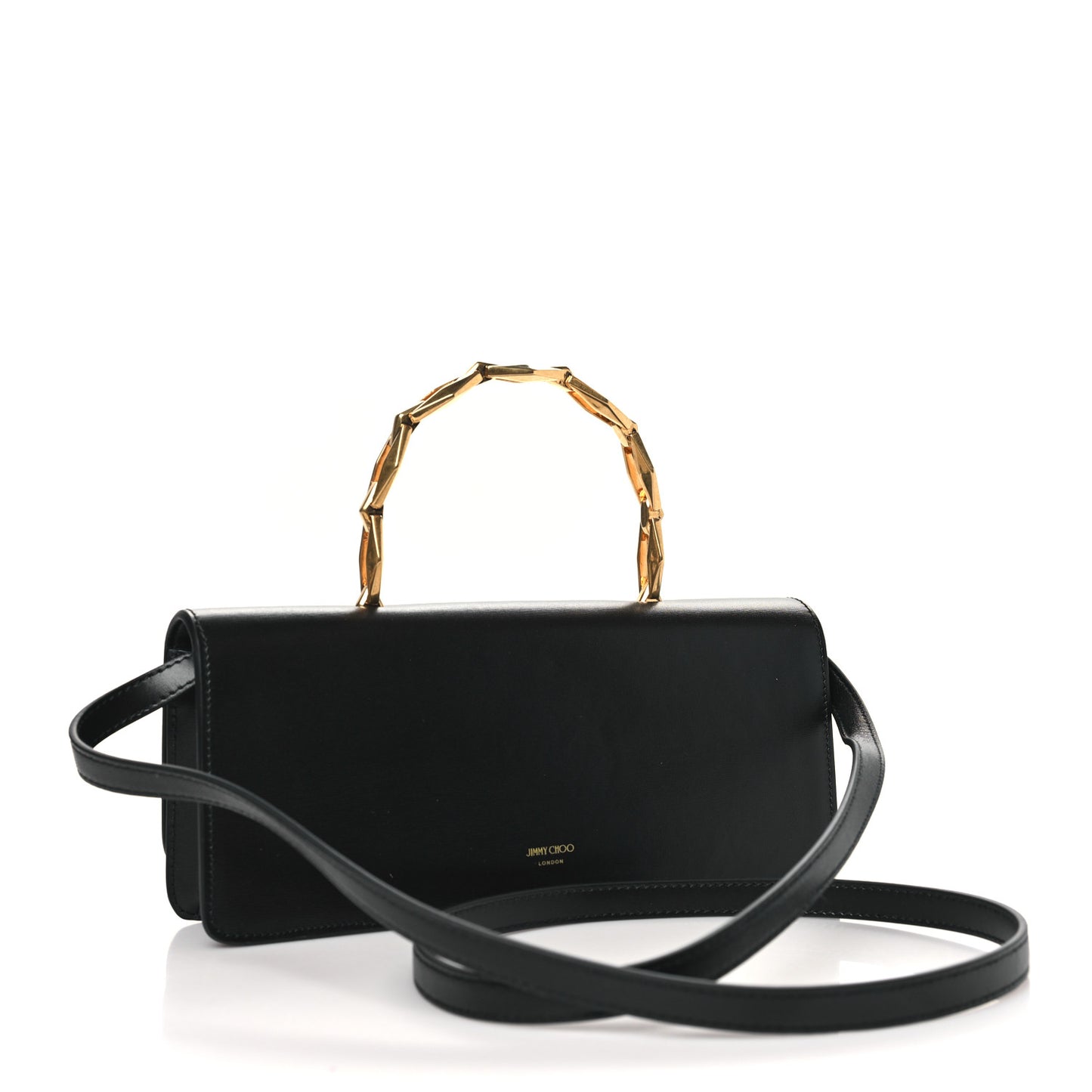 Calfskin Diamond Chain Top Handle Black