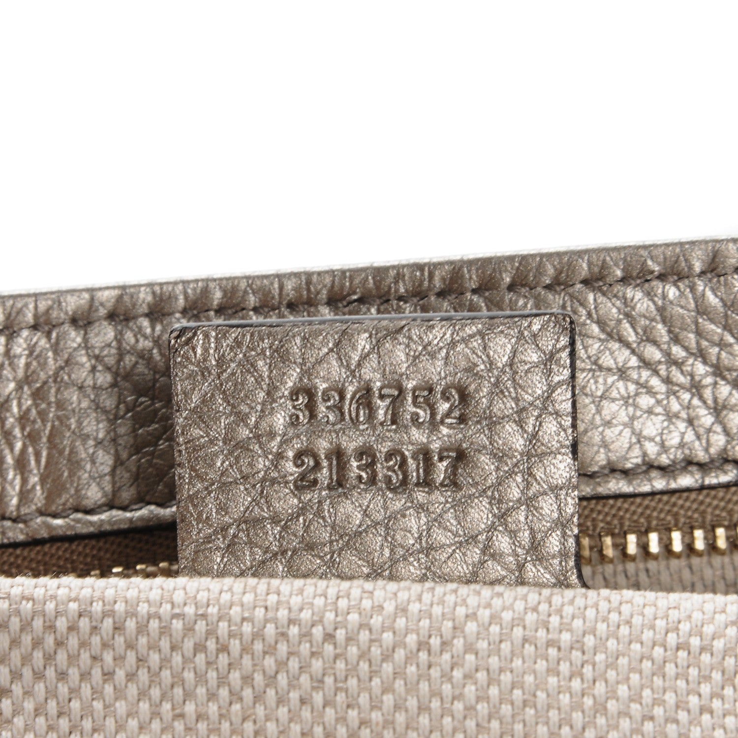Gucci Metallic Pebbled Calfskin Medium Soho Flap Crossbody Golden Beige 7 of 7