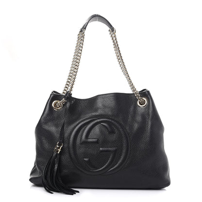 Gucci Pebbled Calfskin Medium Soho Chain Shoulder Bag Black 1 of 7