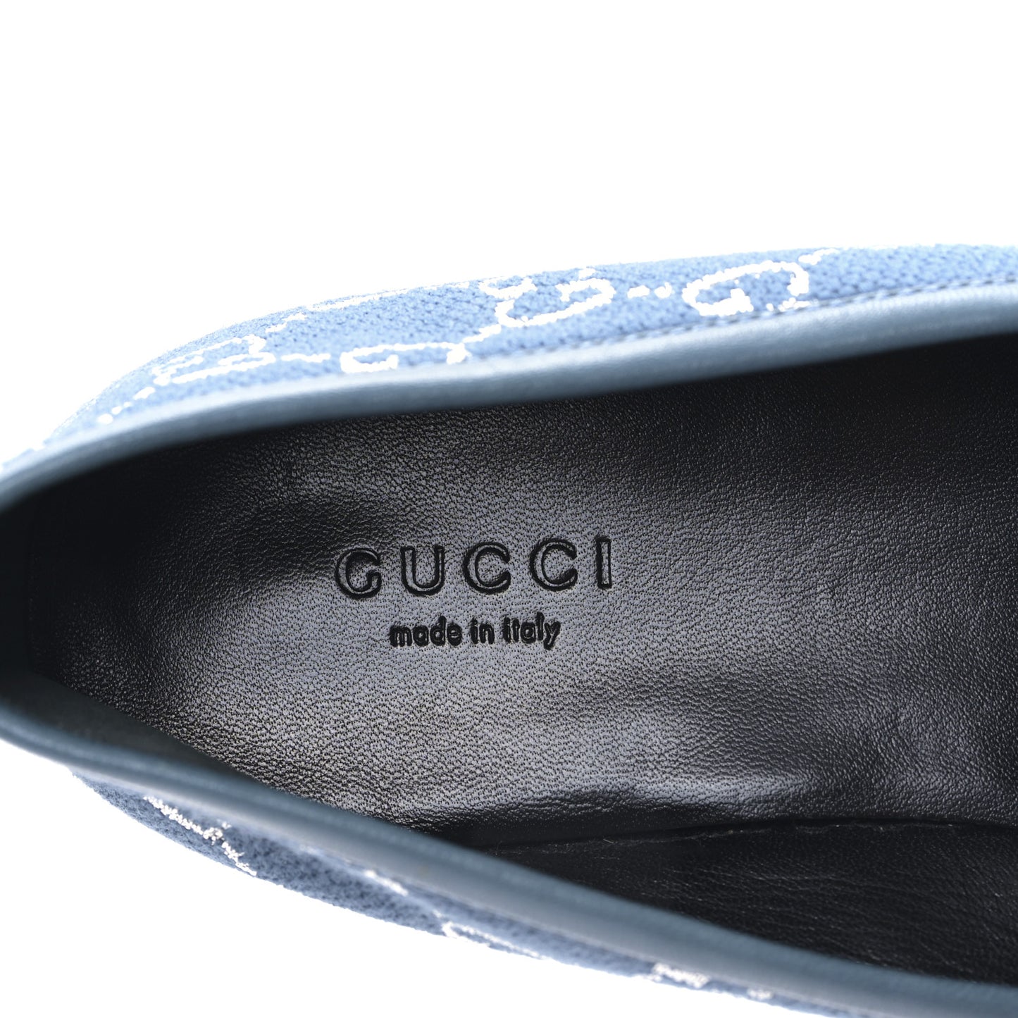 Canvas Lame GG Monogram Horsebit Womens Jordaan Loafers 37.5 Blue Silver Cornflower Blue