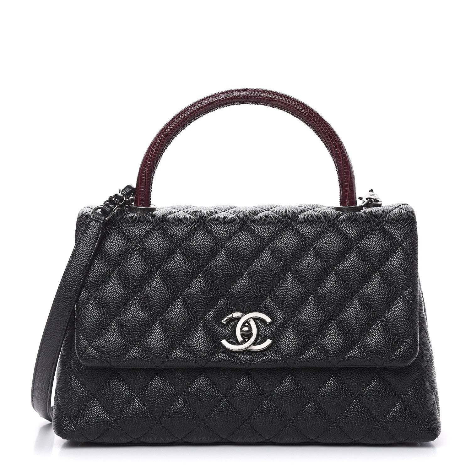 Chanel Caviar Lizard Quilted Small Coco Handle Flap Black 1 of 10
