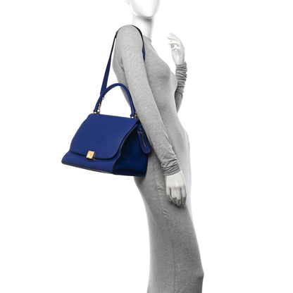 Celine Drummed Calfskin Suede Medium Trapeze Indigo 2 of 12