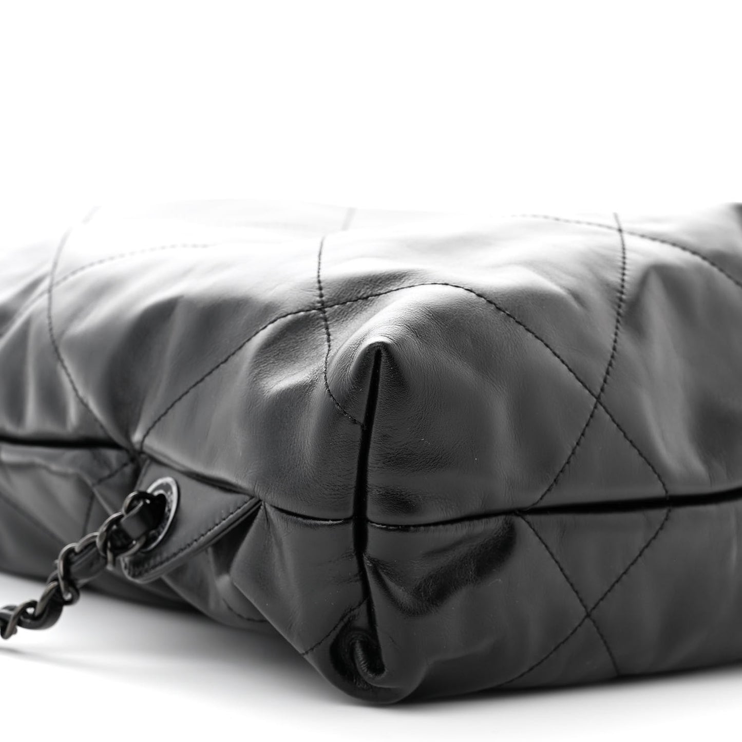 Shiny Calfskin Quilted Chanel 22 Backpack So Black