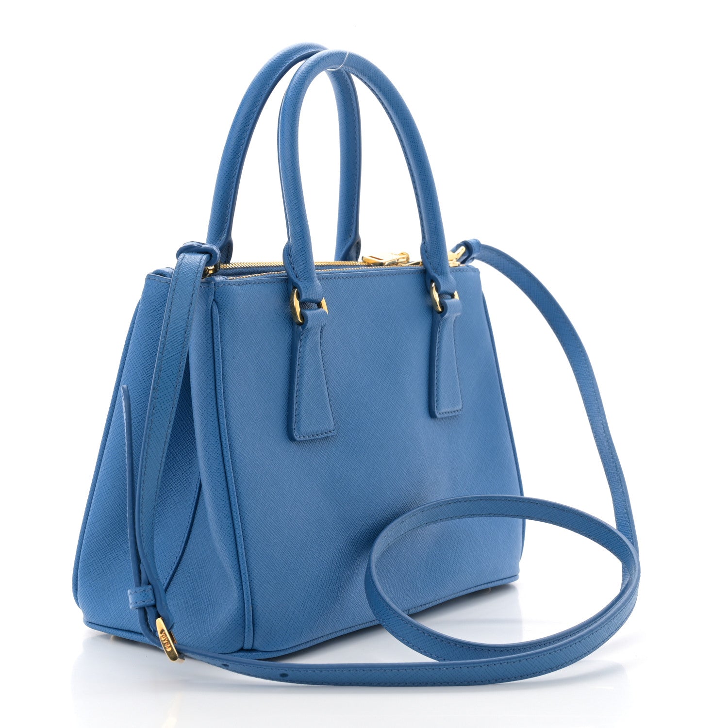 Prada Saffiano Lux Mini Galleria Double Zip Tote Azzurro 3 of 10