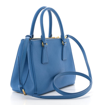 Prada Saffiano Lux Mini Galleria Double Zip Tote Azzurro 3 of 10
