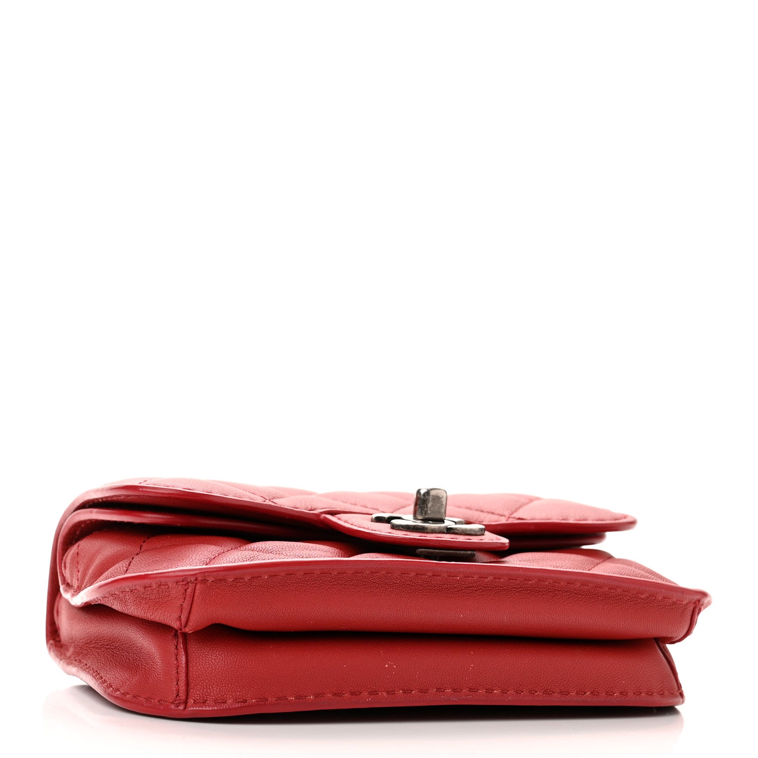 Chanel Lambskin Quilted Mini Natural CC Flap Red 4 of 16