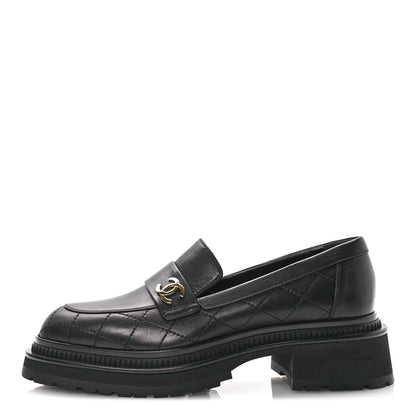Chanel Calfskin Quilted CC Mocassin Loafers 40 Black 1 of 7