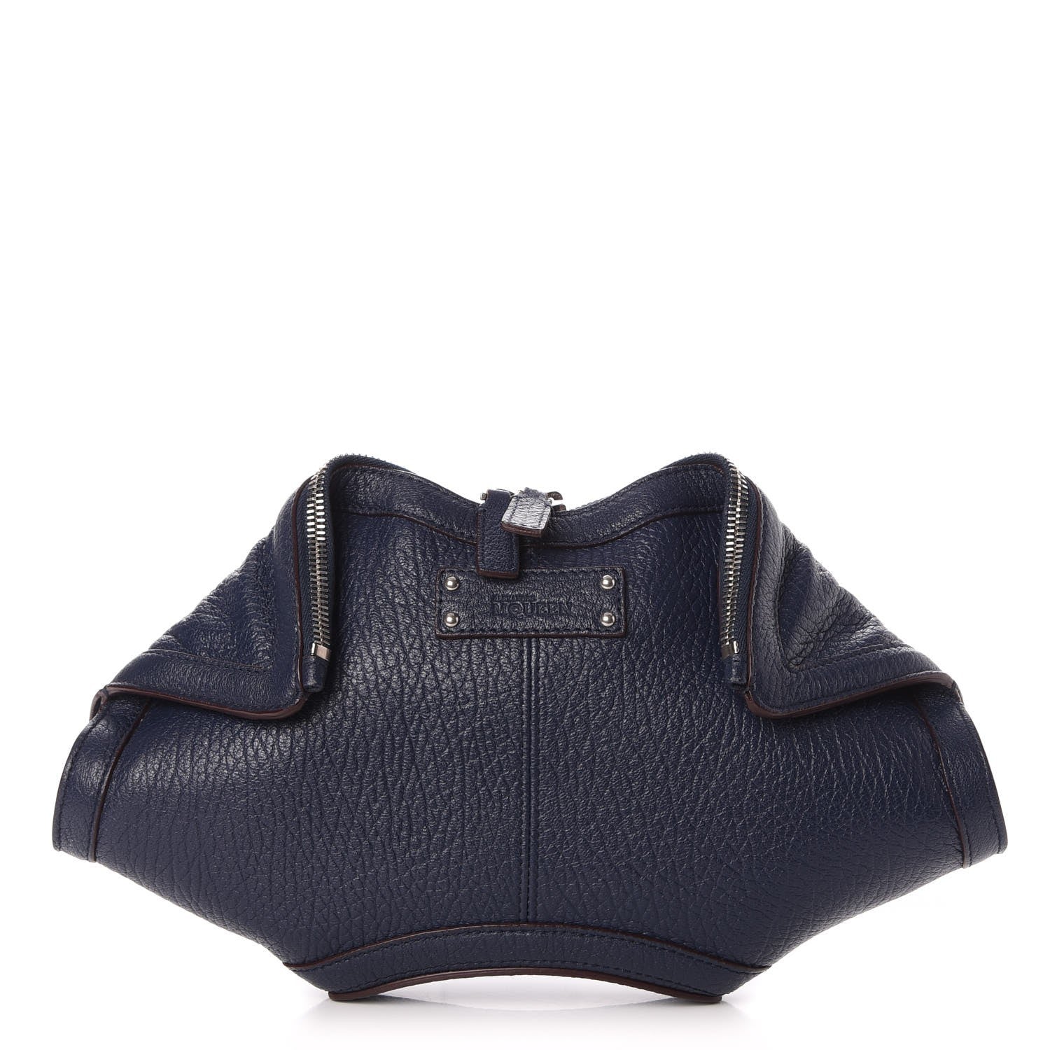 Alexander McQueen Calfskin De Manta Clutch Navy 1 of 7