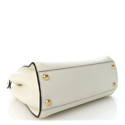 Fendi Vitello Seta Canvas FF Mini Peekaboo Iconic Satchel Uovo Sigaro Marrone 4 of 11