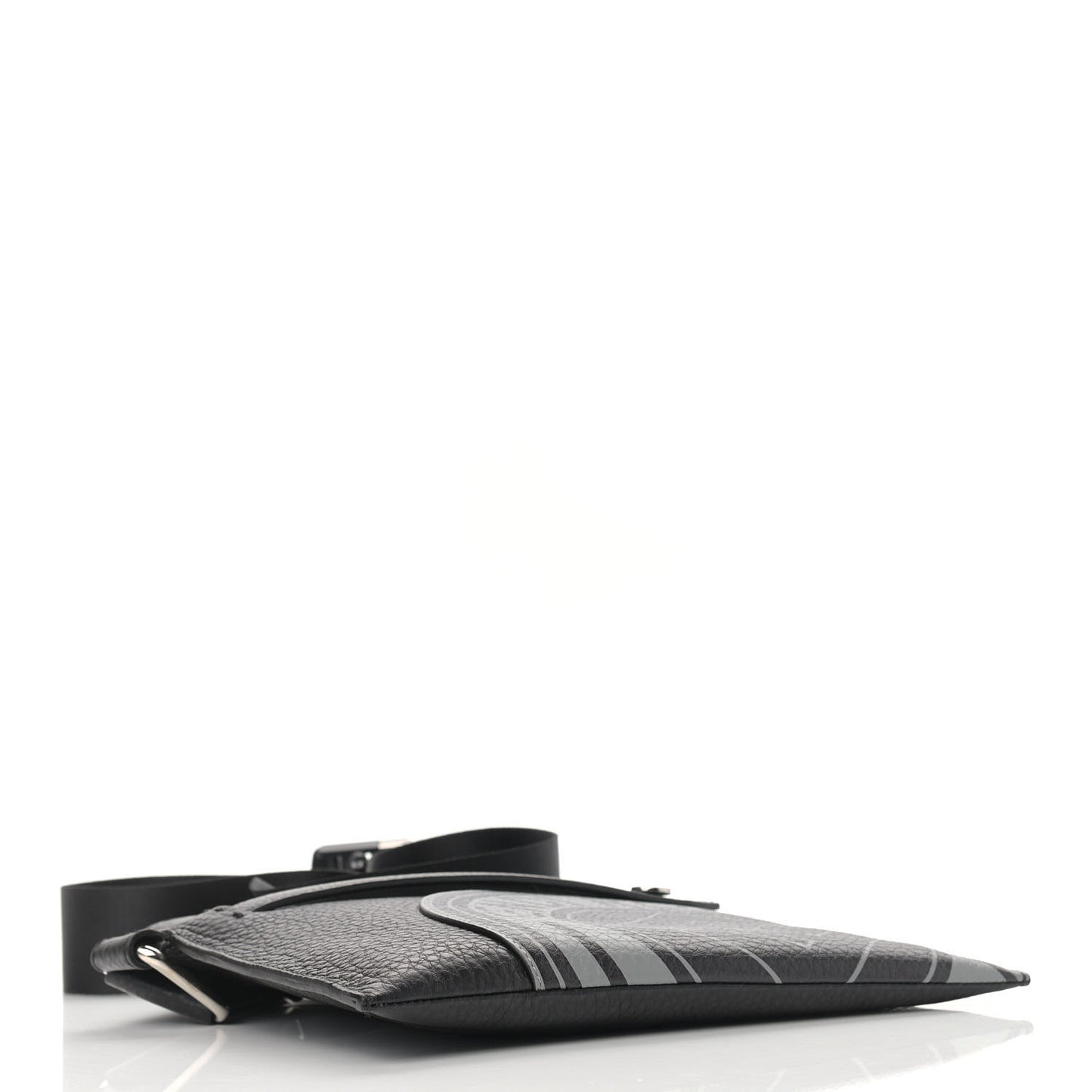 Cuoio Romano Selleria Fendi Stamp Patch Messenger Black Grigio