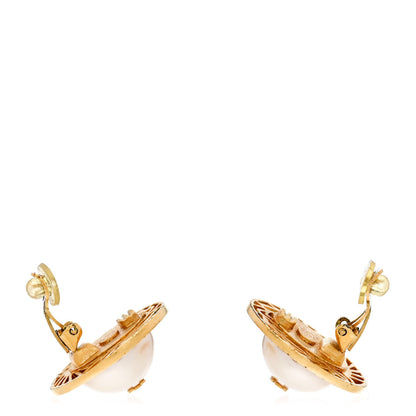 Chanel Pearl CC Clip On Earrings Gold 3 of 5