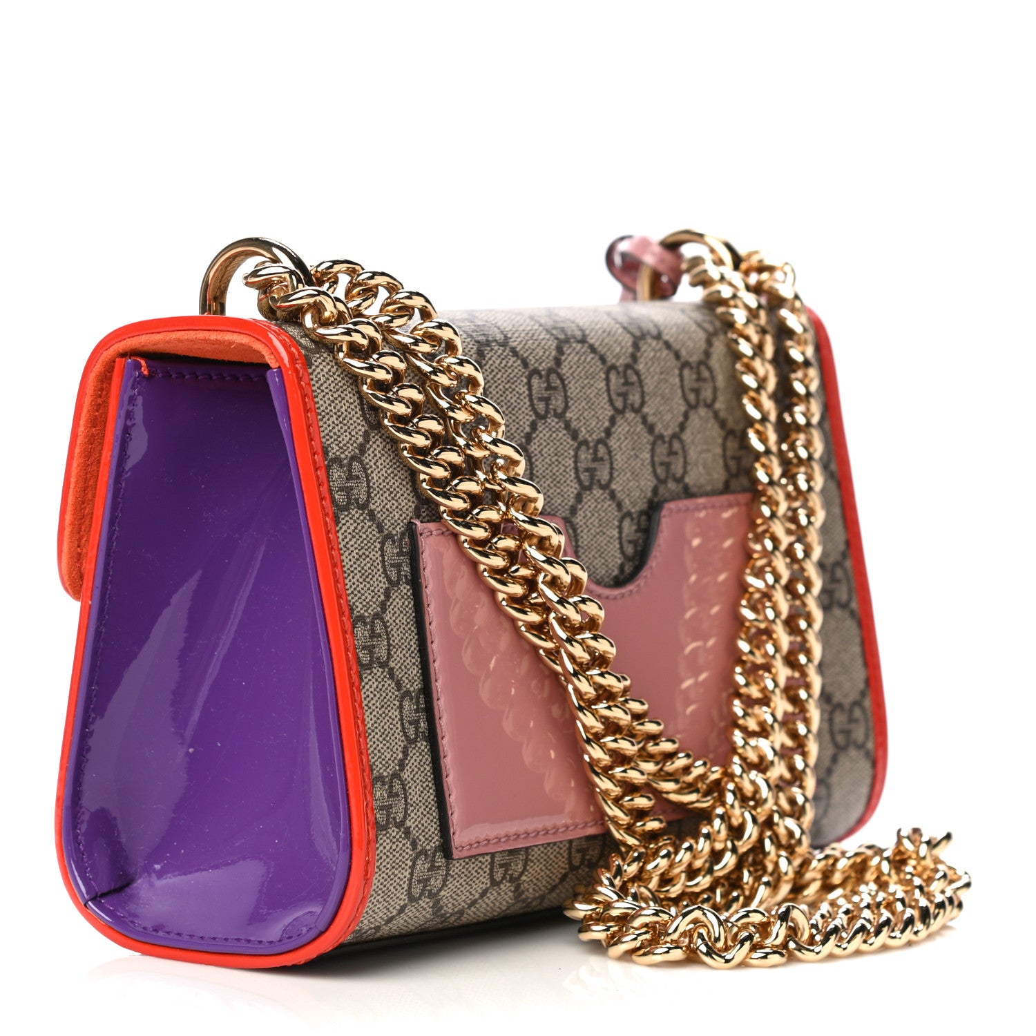 Gucci GG Supreme Monogram Patent Small Padlock Shoulder Bag Multicolor 3 of 13