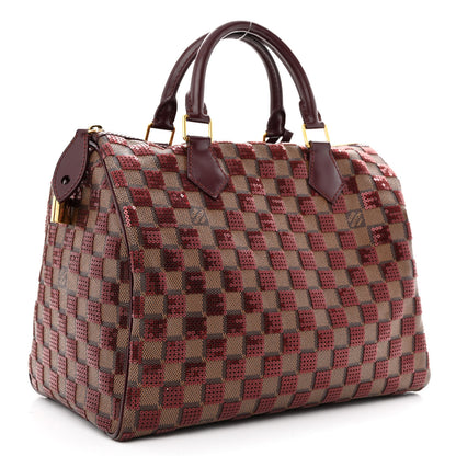 Louis Vuitton Damier Paillettes Speedy 30 Rouge 3 of 10