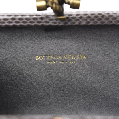 Bottega Veneta Satin Ayers Intrecciato Chain Knot Clutch Grey 4 of 8