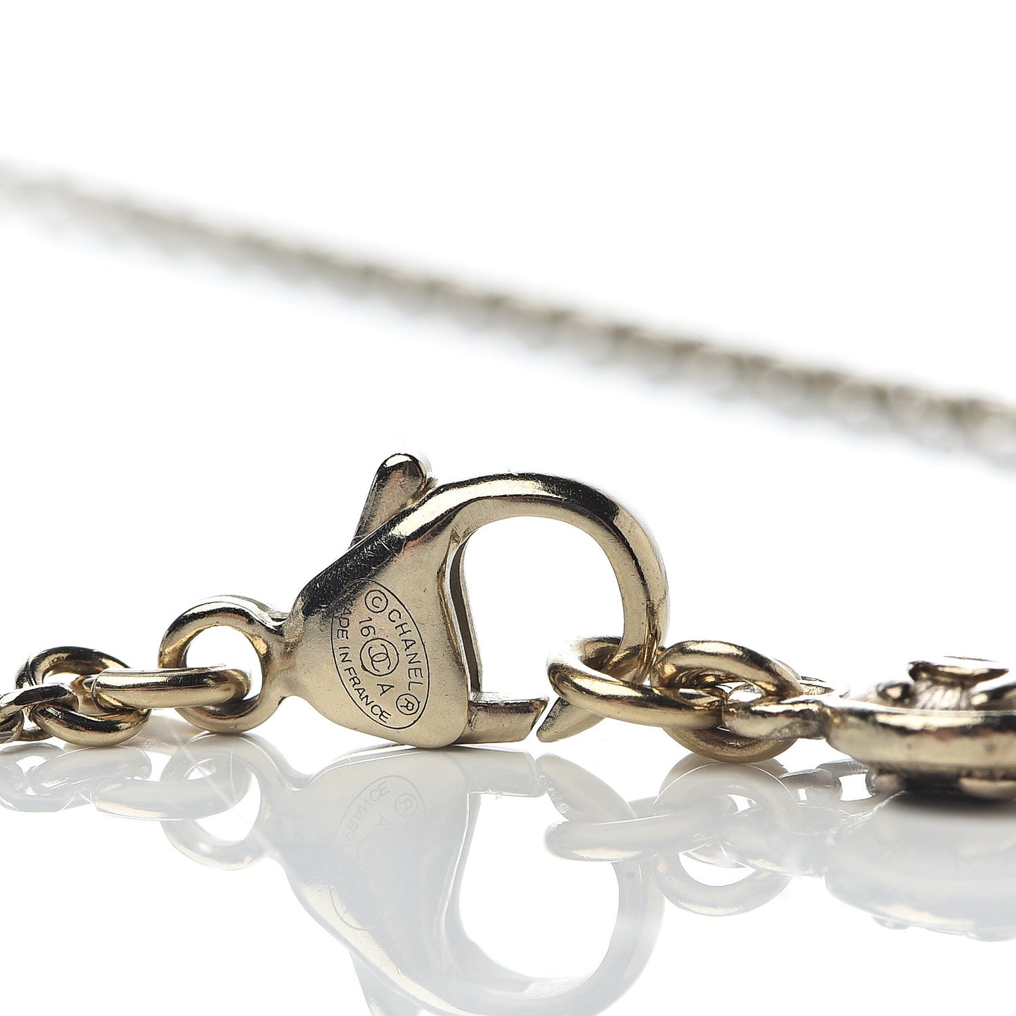 Crystal CC Pearl Drop Necklace Gold