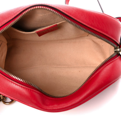 Gucci Calfskin Matelasse Small GG Marmont Chain Shoulder Bag Hibiscus Red 5 of 11