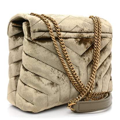Saint Laurent Velvet Y Quilted Monogram Small Loulou Chain Satchel Dark Vintage Olive 3 of 11