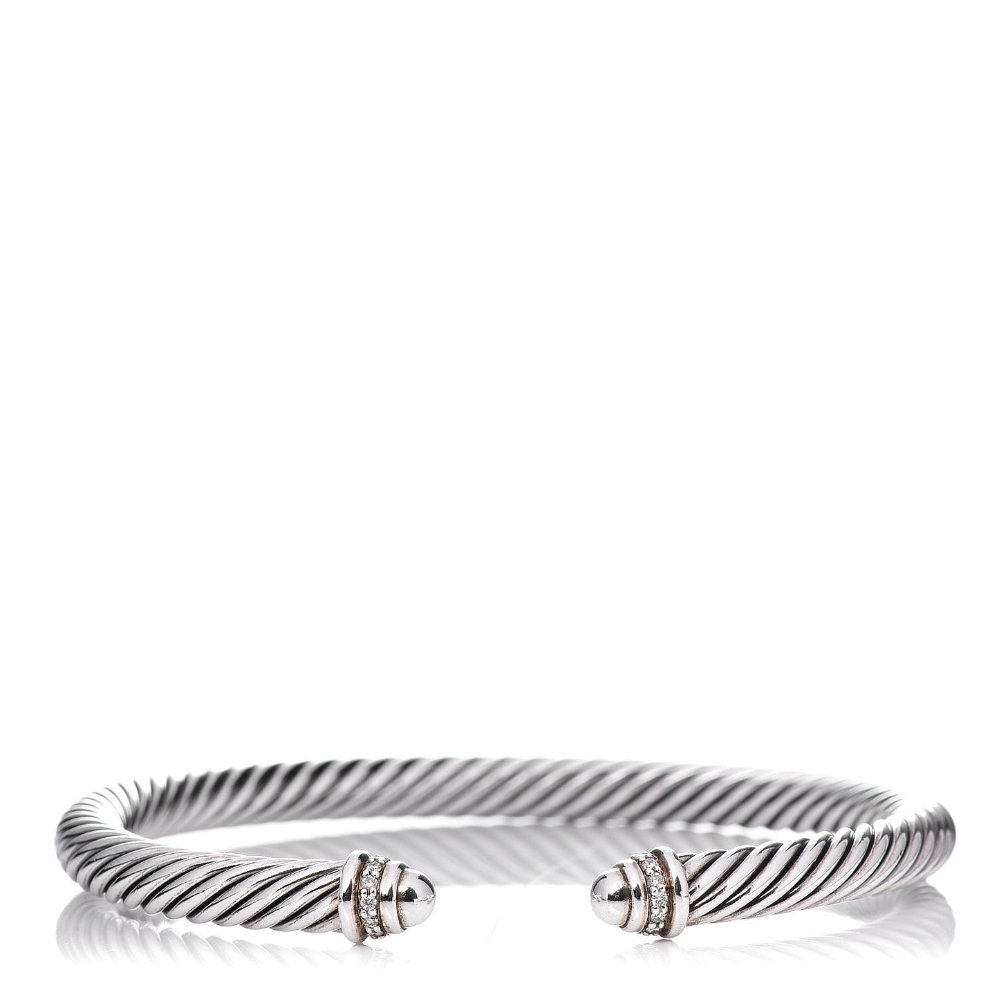 Sterling Silver Diamond 5mm Cable Classics Dome Bracelet