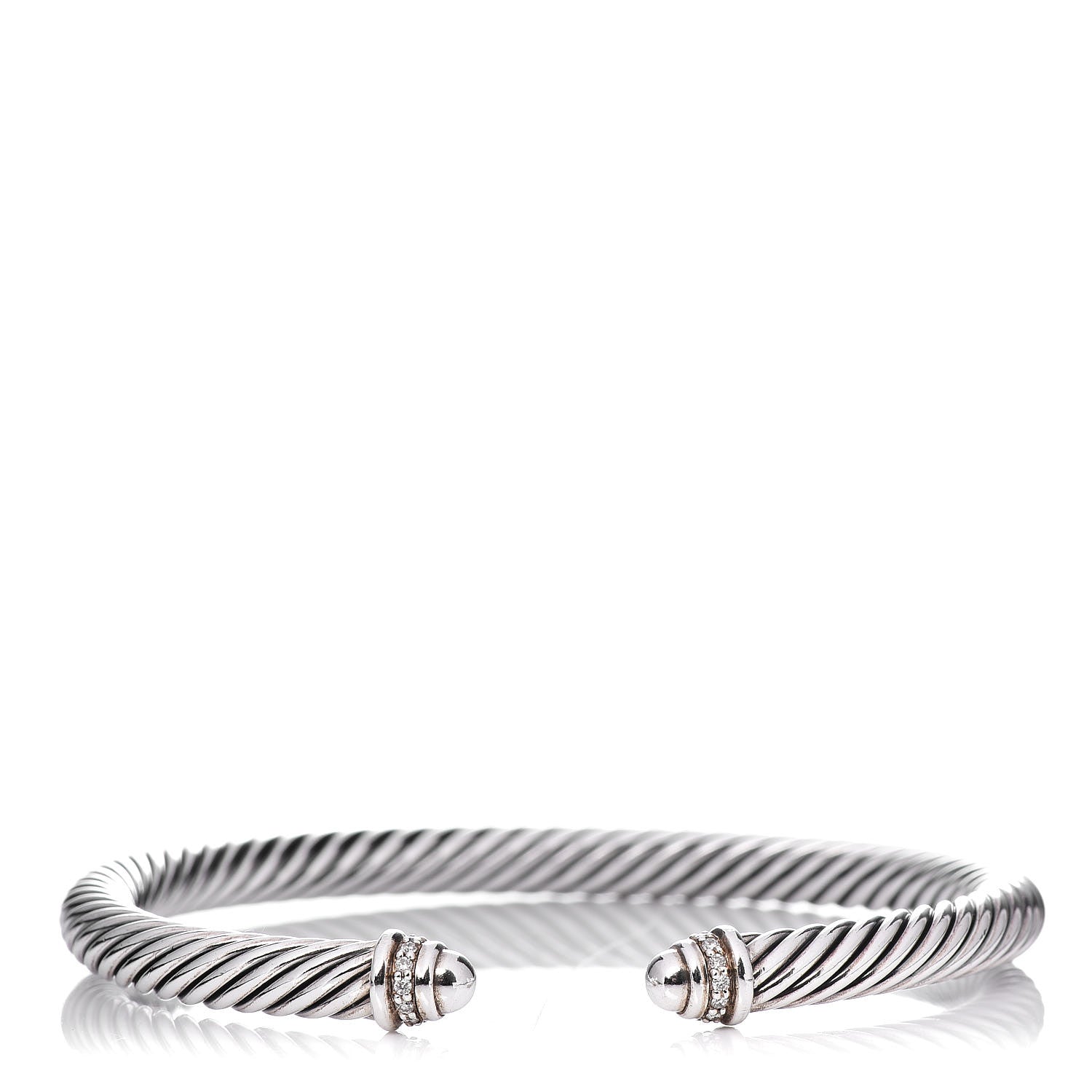 David Yurman Sterling Silver Diamond 5mm Cable Classics Dome Bracelet 1 of 5