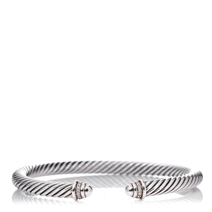 David Yurman Sterling Silver Diamond 5mm Cable Classics Dome Bracelet 1 of 5