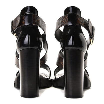 Louis Vuitton Glazed Calfskin Monogram Star Trail Sandals 41 Black 5 of 9