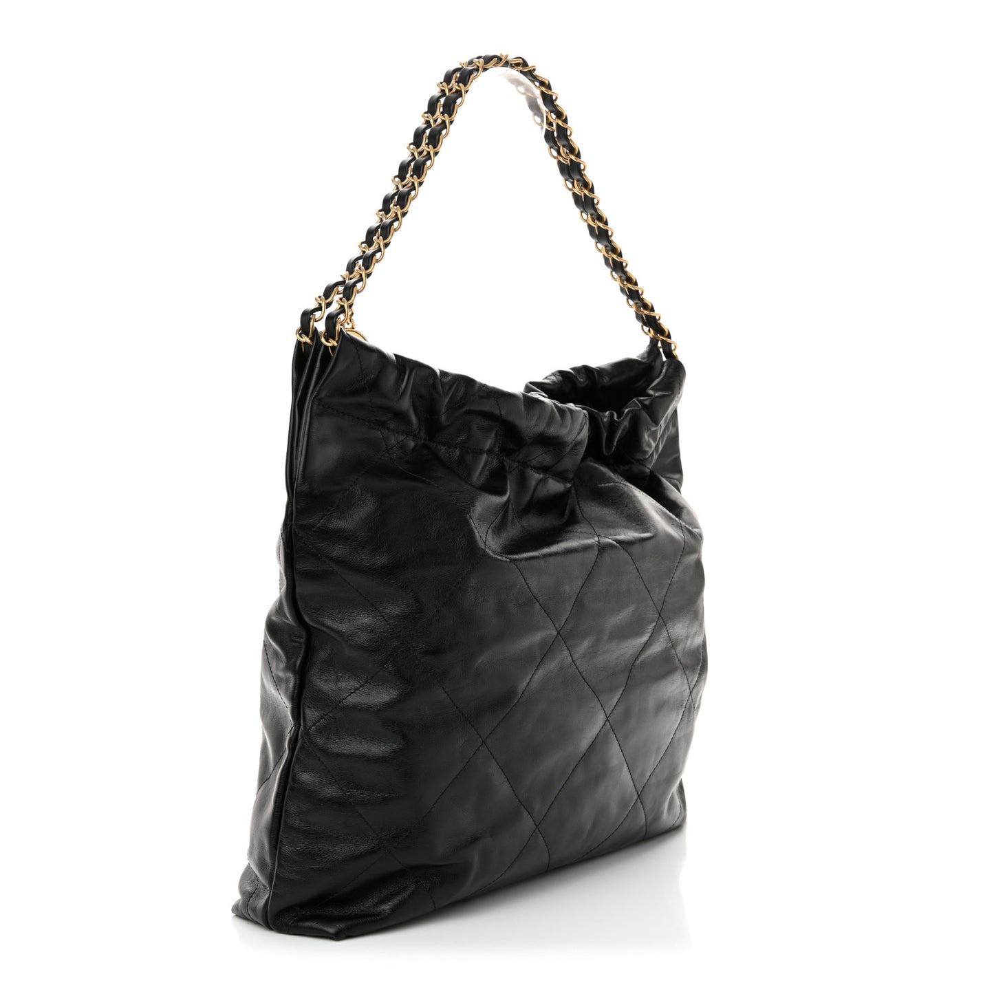 Shiny Calfskin Quilted Chanel 22 Black