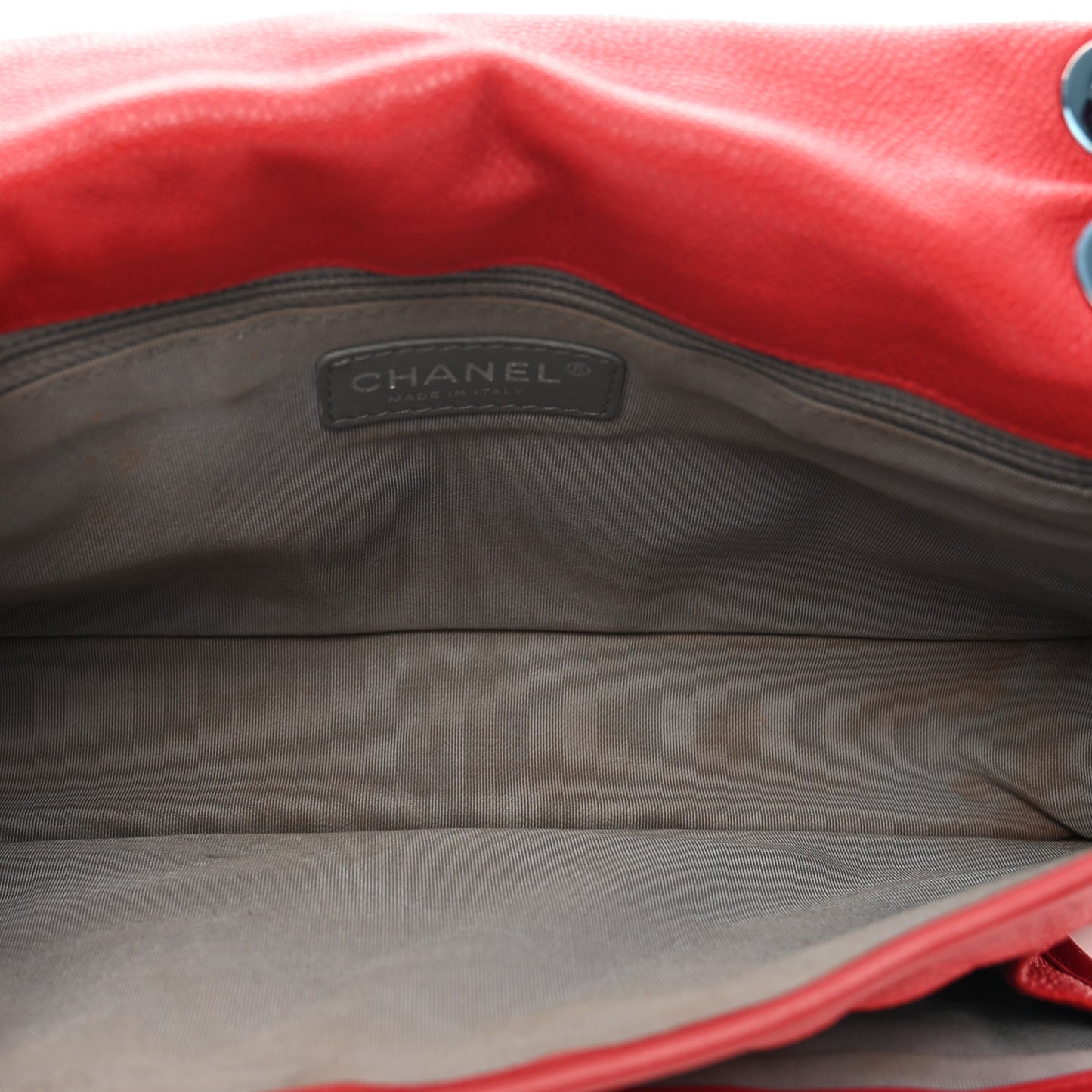 Caviar Quilted Large French Riviera Flap Red