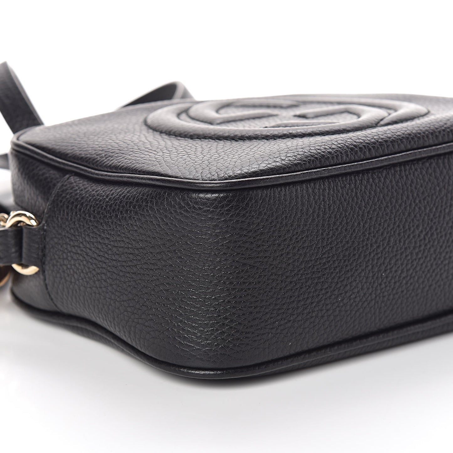 Pebbled Calfskin Small Soho Disco Bag Black