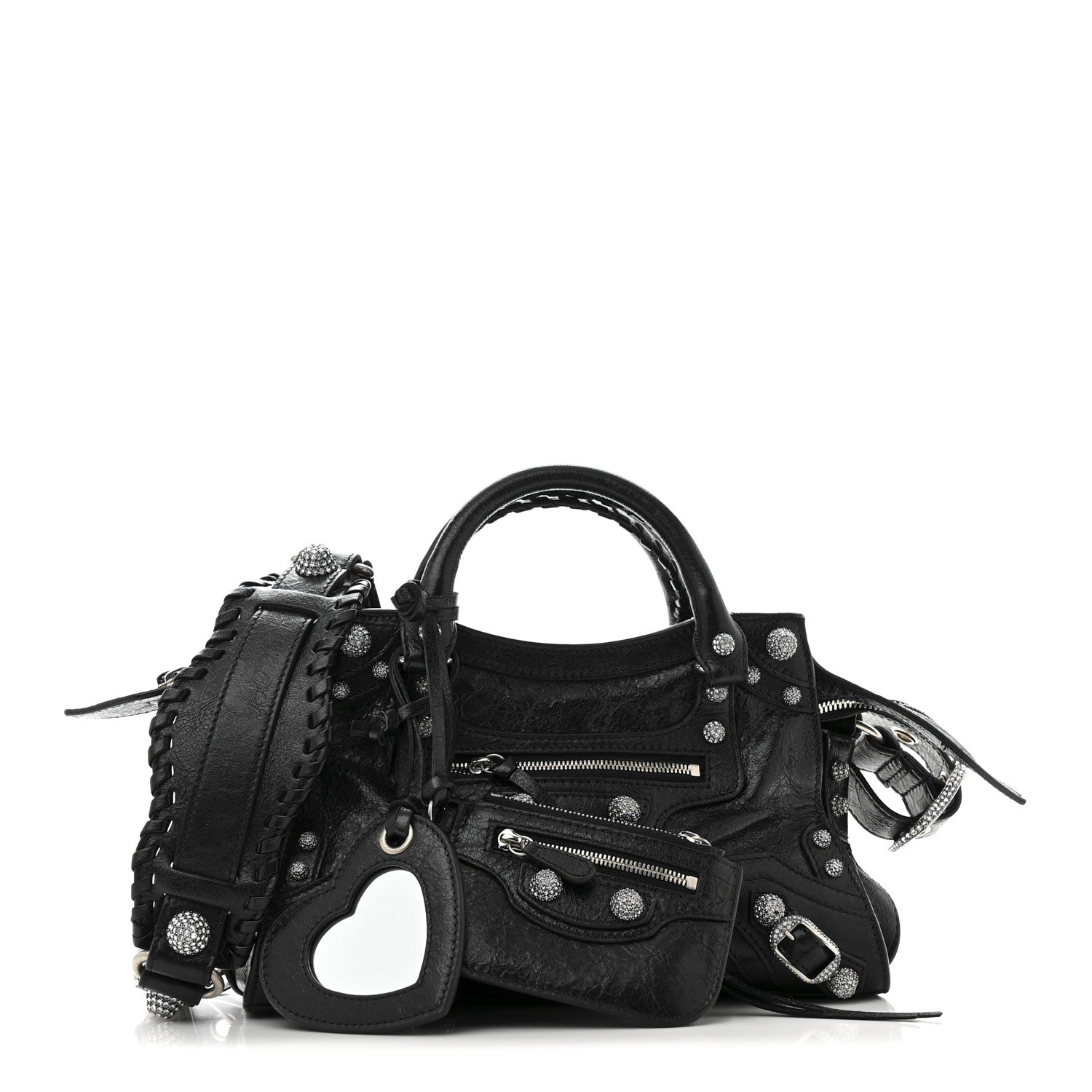 Balenciaga Agneau Arena Crystal Neo Cagole Handbag XS Black 3 of 13