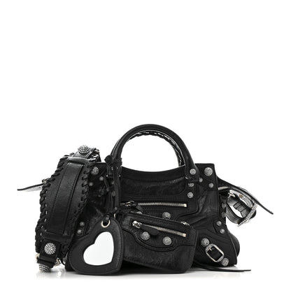 Balenciaga Agneau Arena Crystal Neo Cagole Handbag XS Black 3 of 13