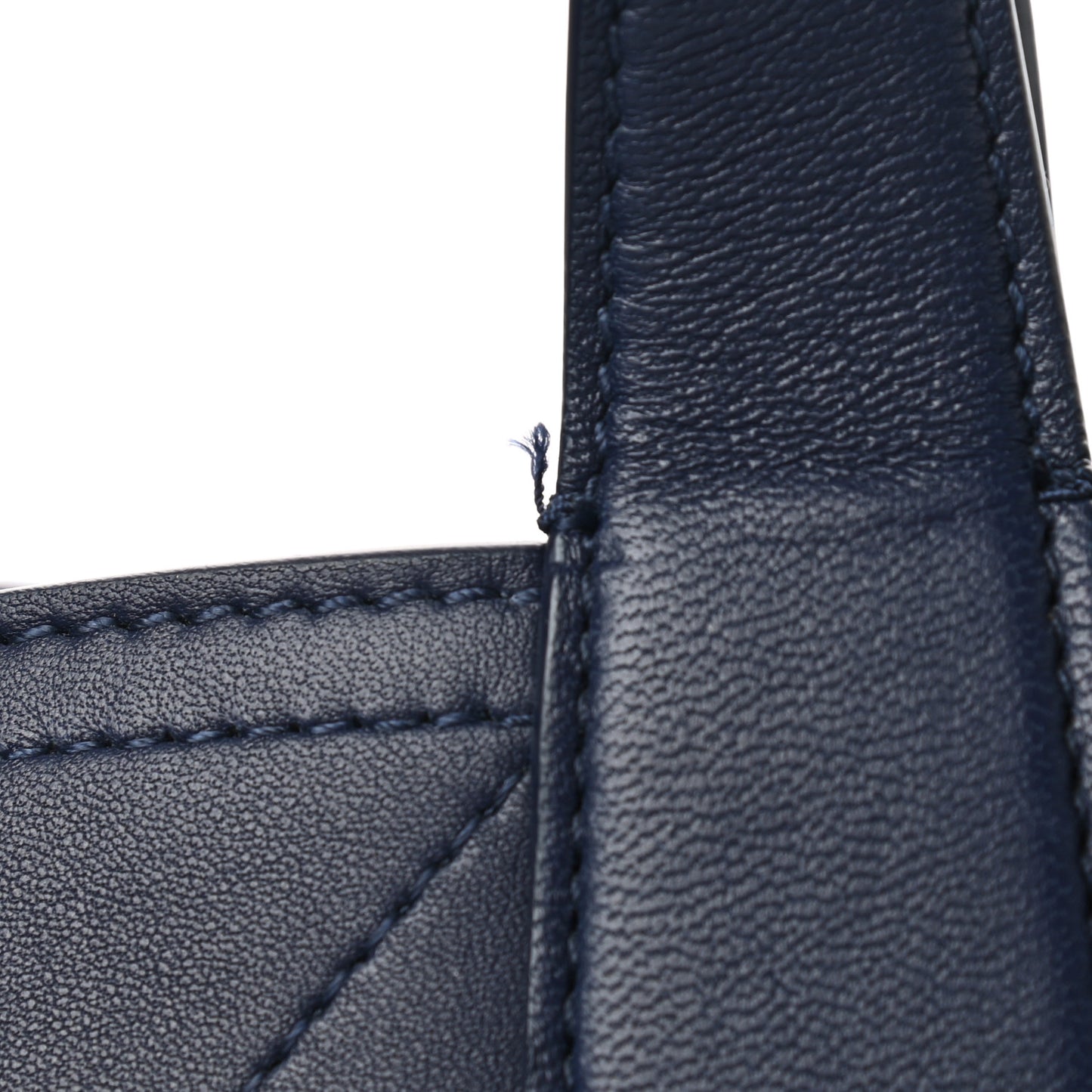 Calfskin Stitched Large Shopping Tote Dark Navy