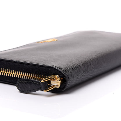 Prada Saffiano Metal Zip Around Wallet Black 6 of 9