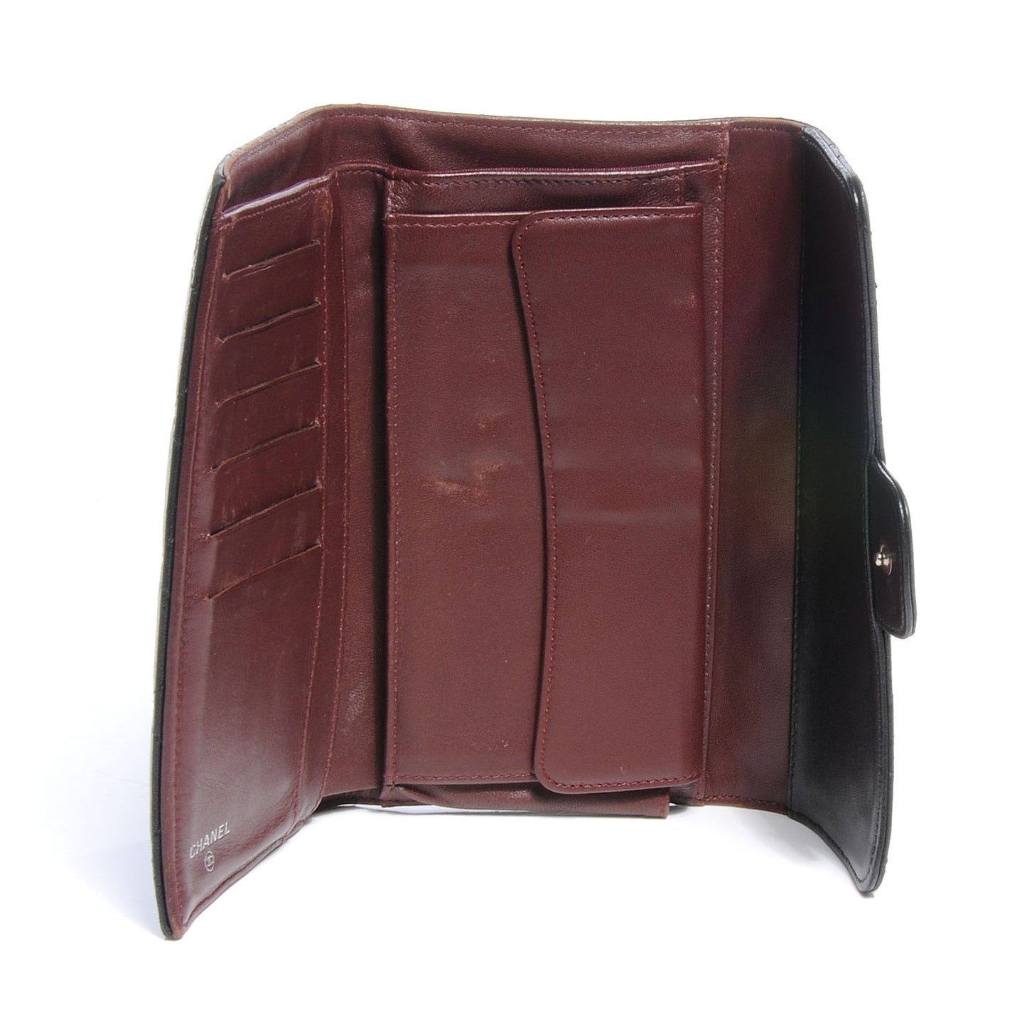Lambskin Quilted Large Flap Wallet Black