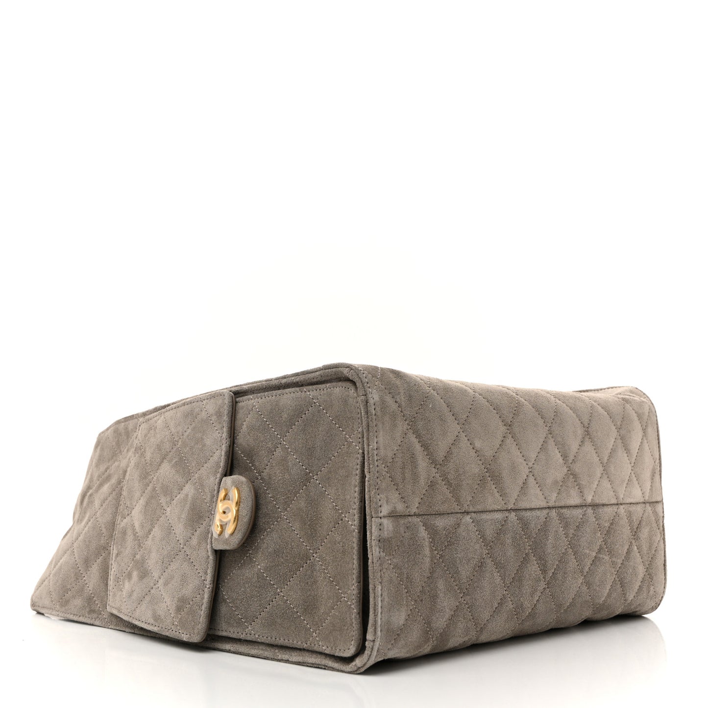 Suede Quilted Medium Chanel 25 Handbag Grey