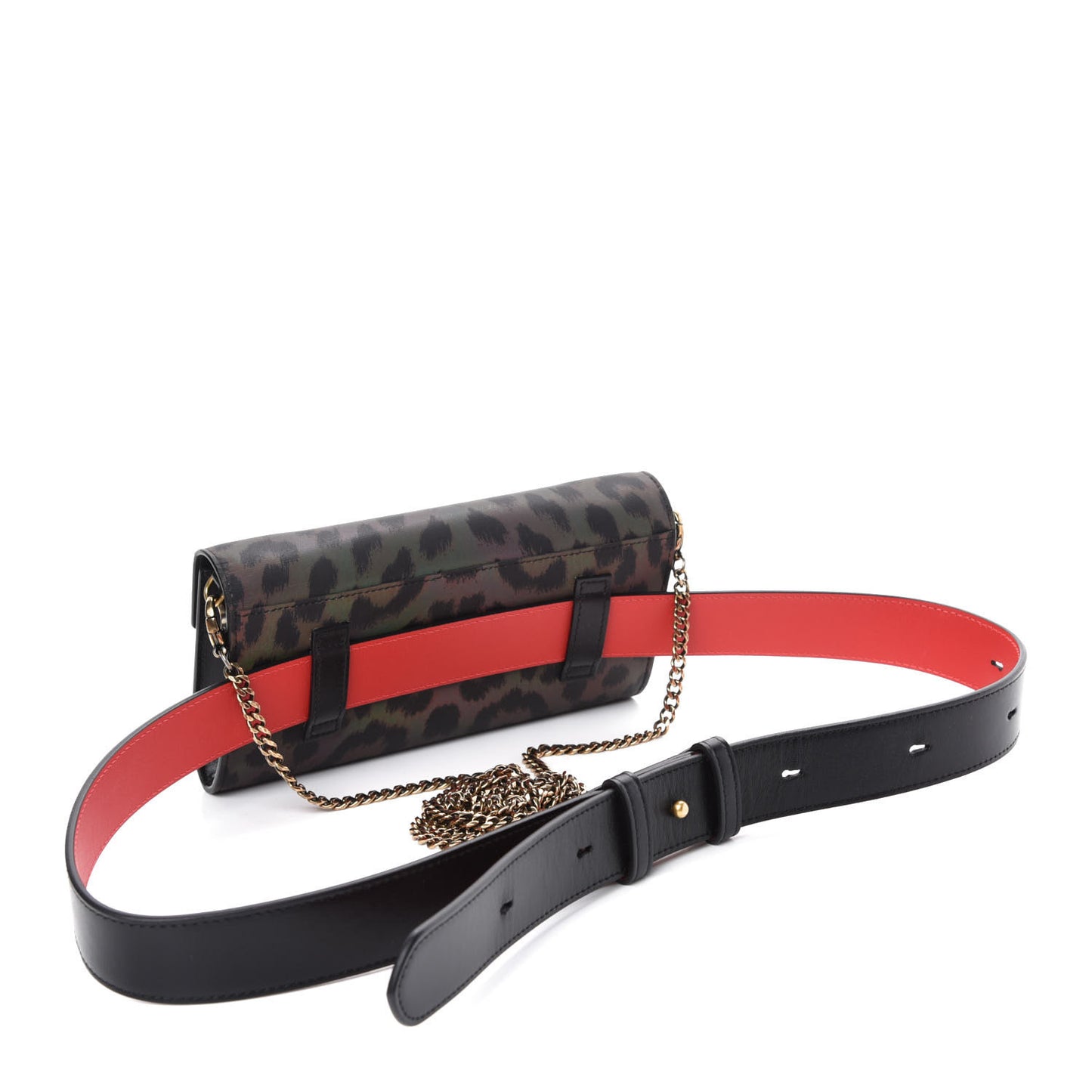 Calfskin Leopard Elisa Belt Bag Black