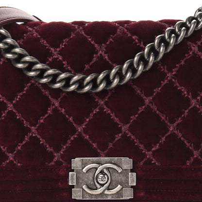 Chanel Velvet Tweed Quilted Medium Boy Flap Burgundy 12 of 14