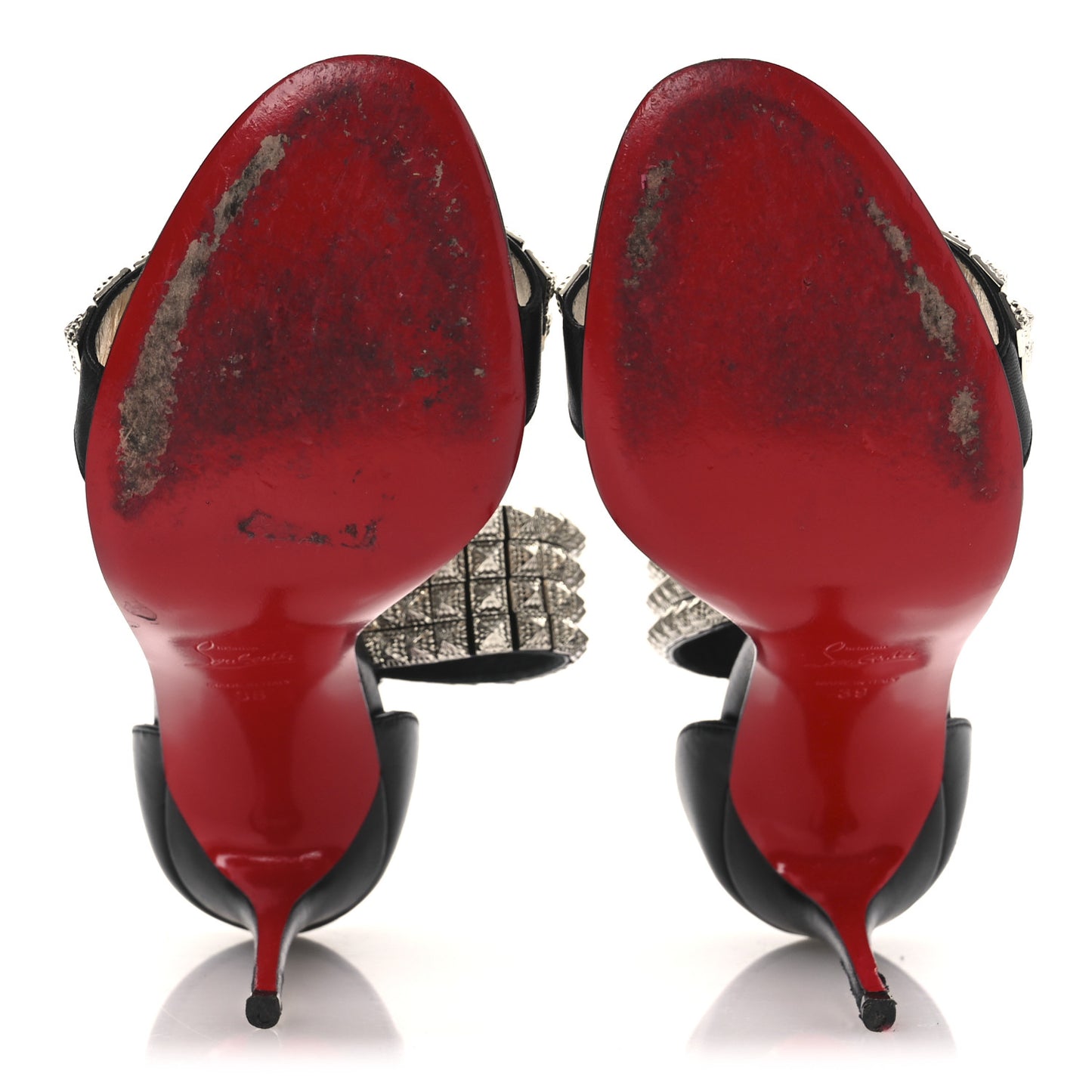 Nappa Priyadora 100 Studded Sandals 39 Black Silver