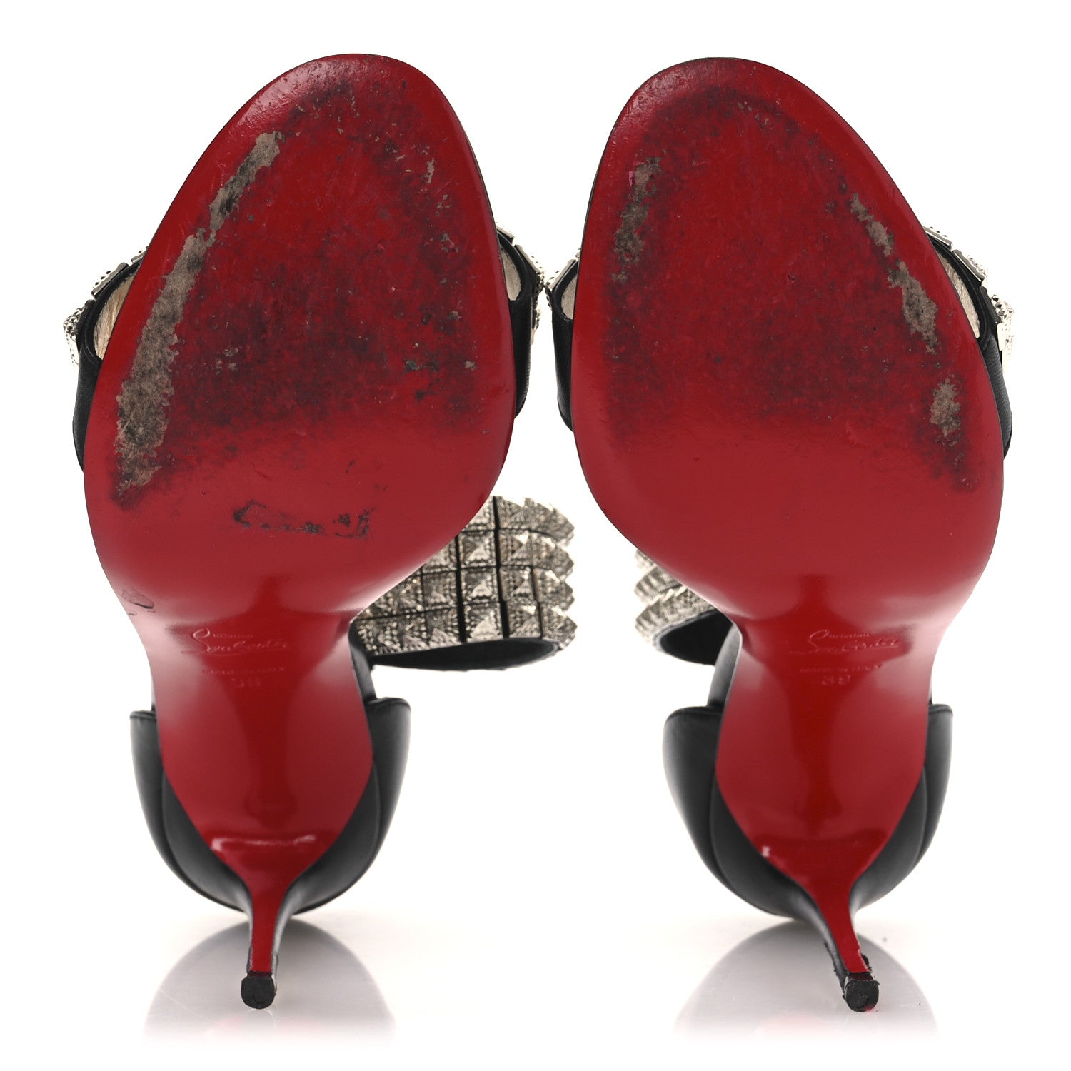 Christian Louboutin Nappa Priyadora 100 Studded Sandals 39 Black Silver 7 of 14