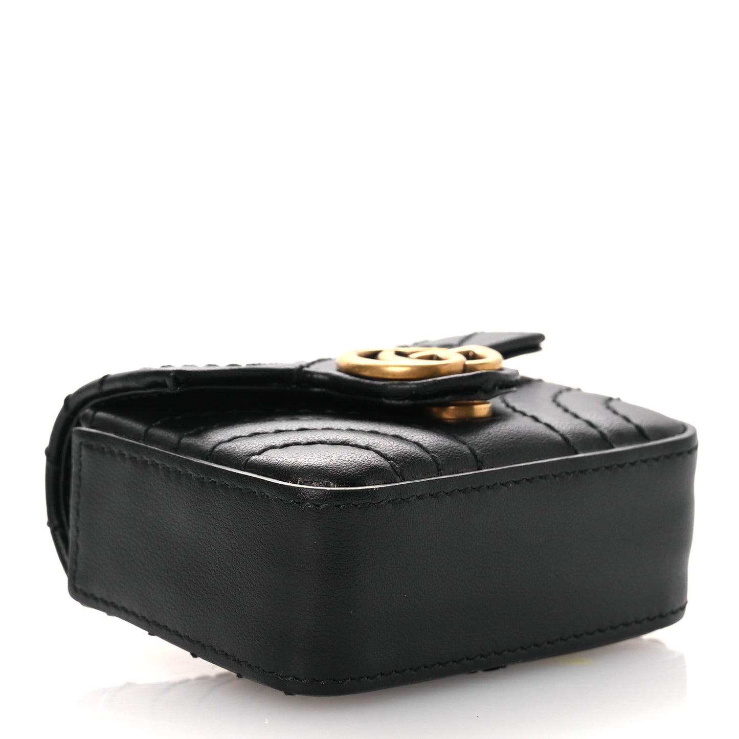Calfskin Matelasse GG Marmont Key Chain Black