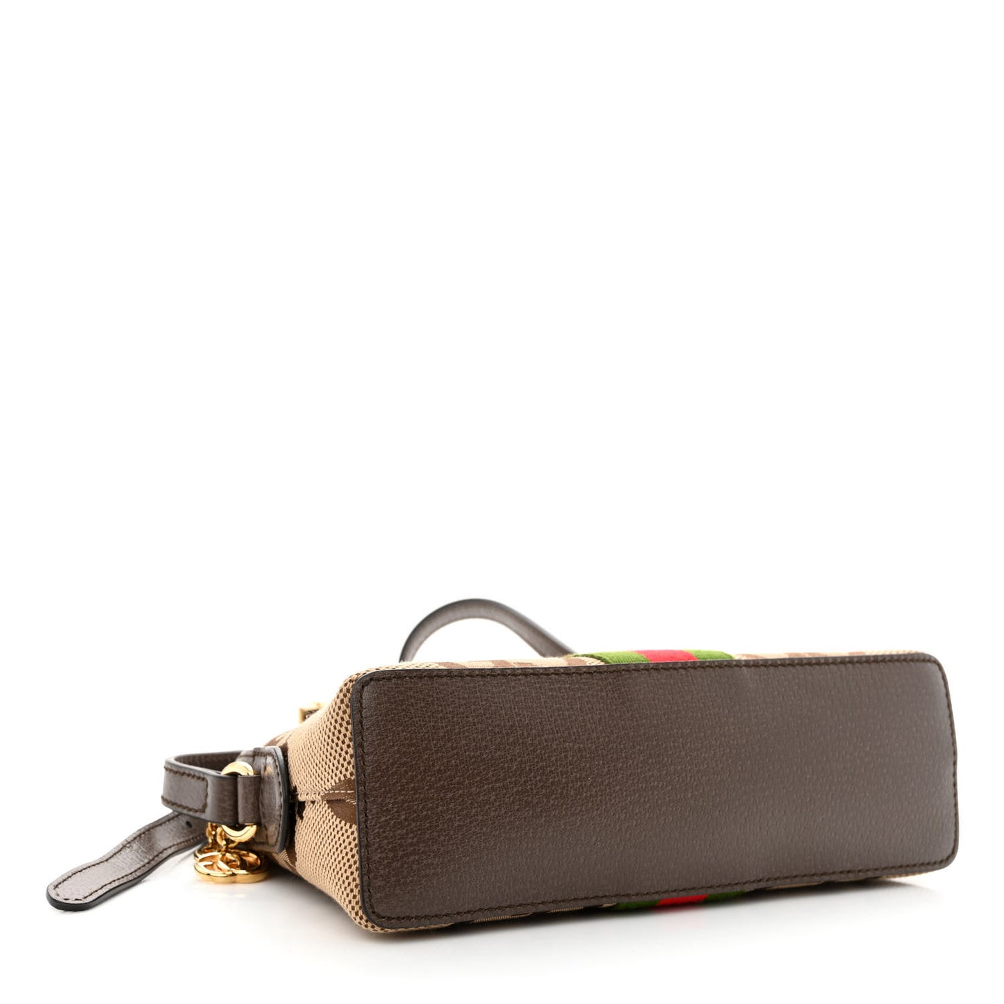Monogram Jumbo GG Textured Dollar Calfskin Web Small Ophidia Dome Shoulder Bag Camel Ebony New Acero