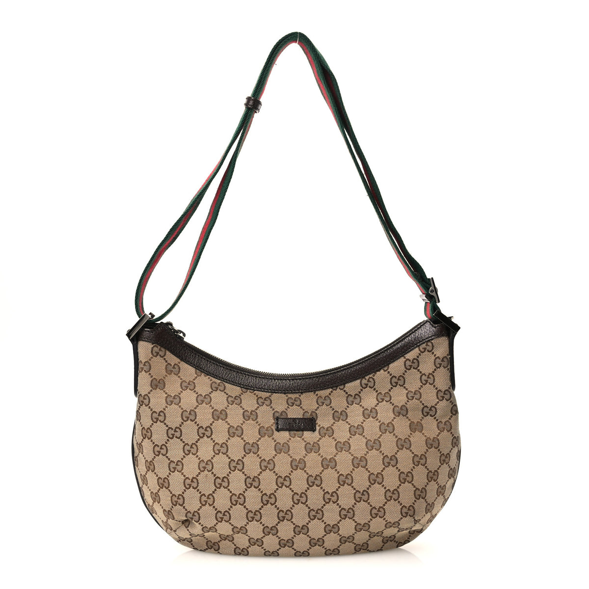 Monogram Web Medium Half Moon Hobo Dark Brown