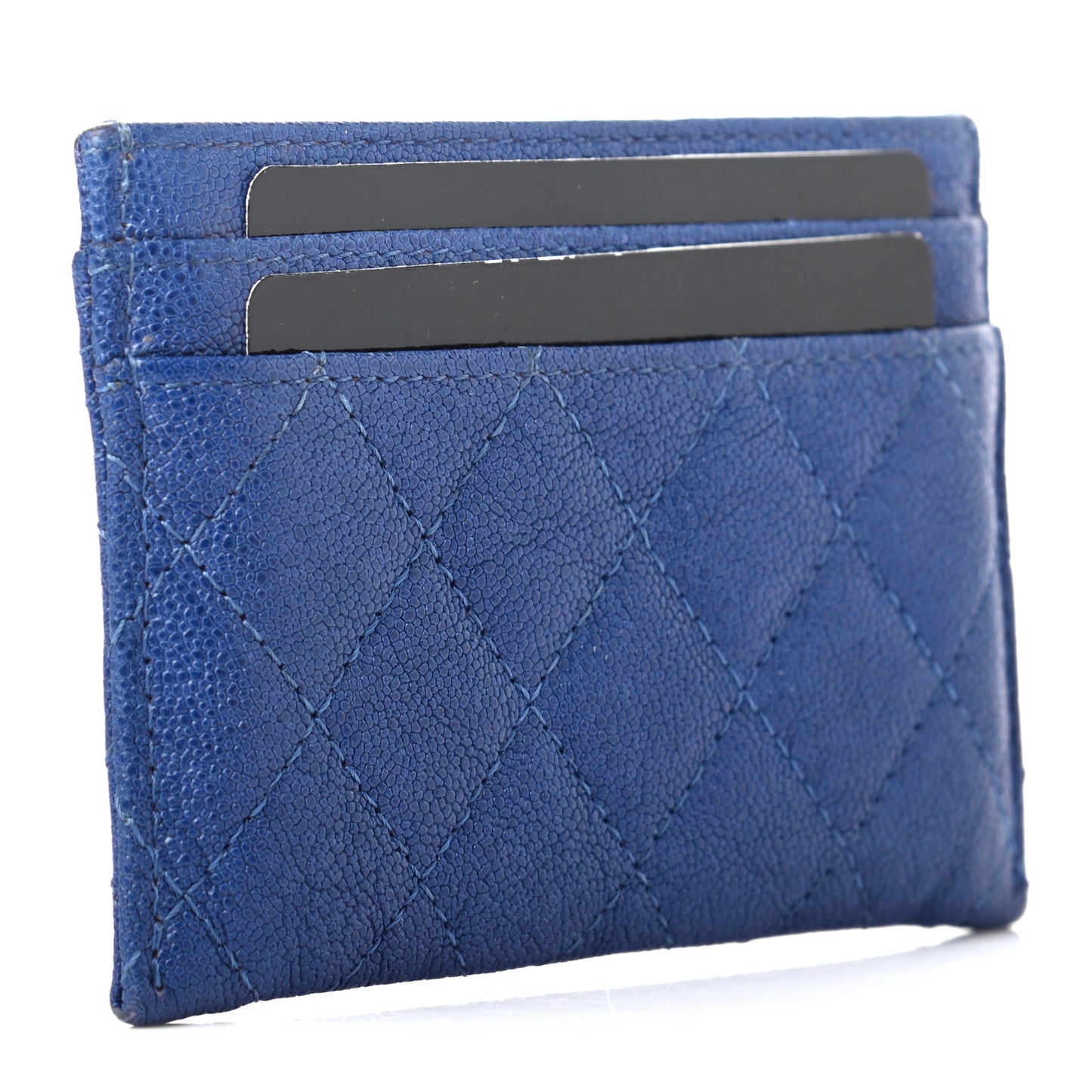 Caviar Quilted Boy Card Holder Blue
