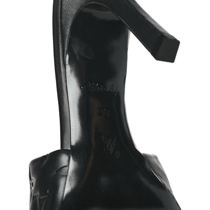 Louis Vuitton Lambskin Embossed Monogram Revival High Heel Mules 38 Black 7 of 10