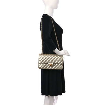 Chanel Metallic Lambskin Quilted Medium Double Flap Gold 2 of 10
