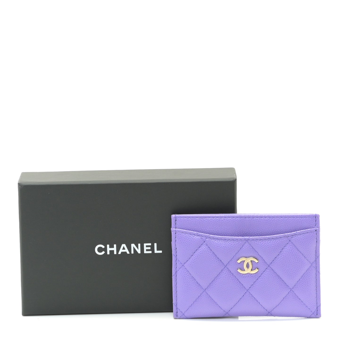 Caviar Quilted Card Holder Purple