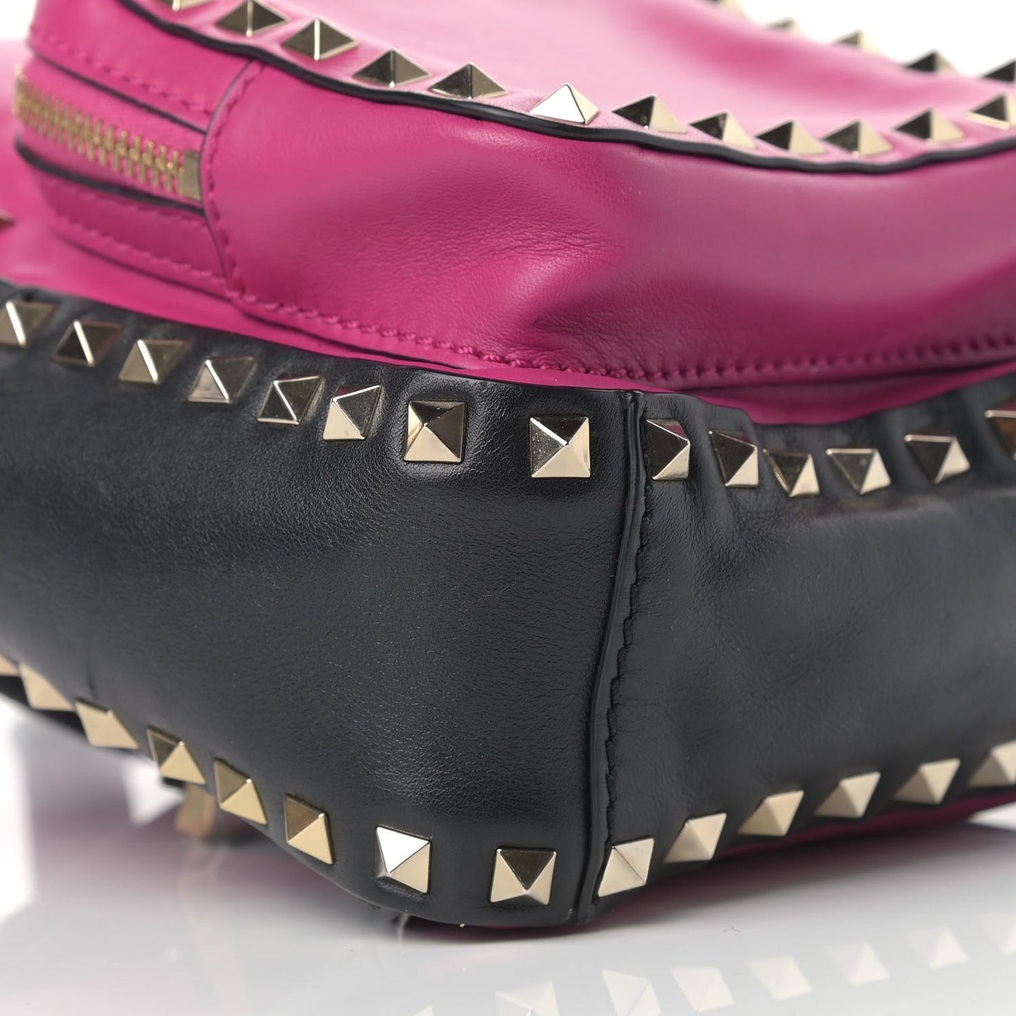Calfskin Mini Rockstud Backpack Fuxia Black