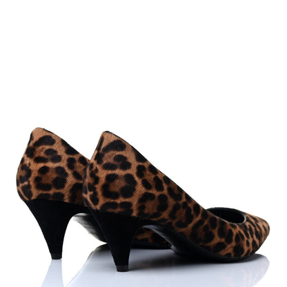 Saint Laurent Calf Hair Leopard Print Pumps 37.5 Brown 5 of 8