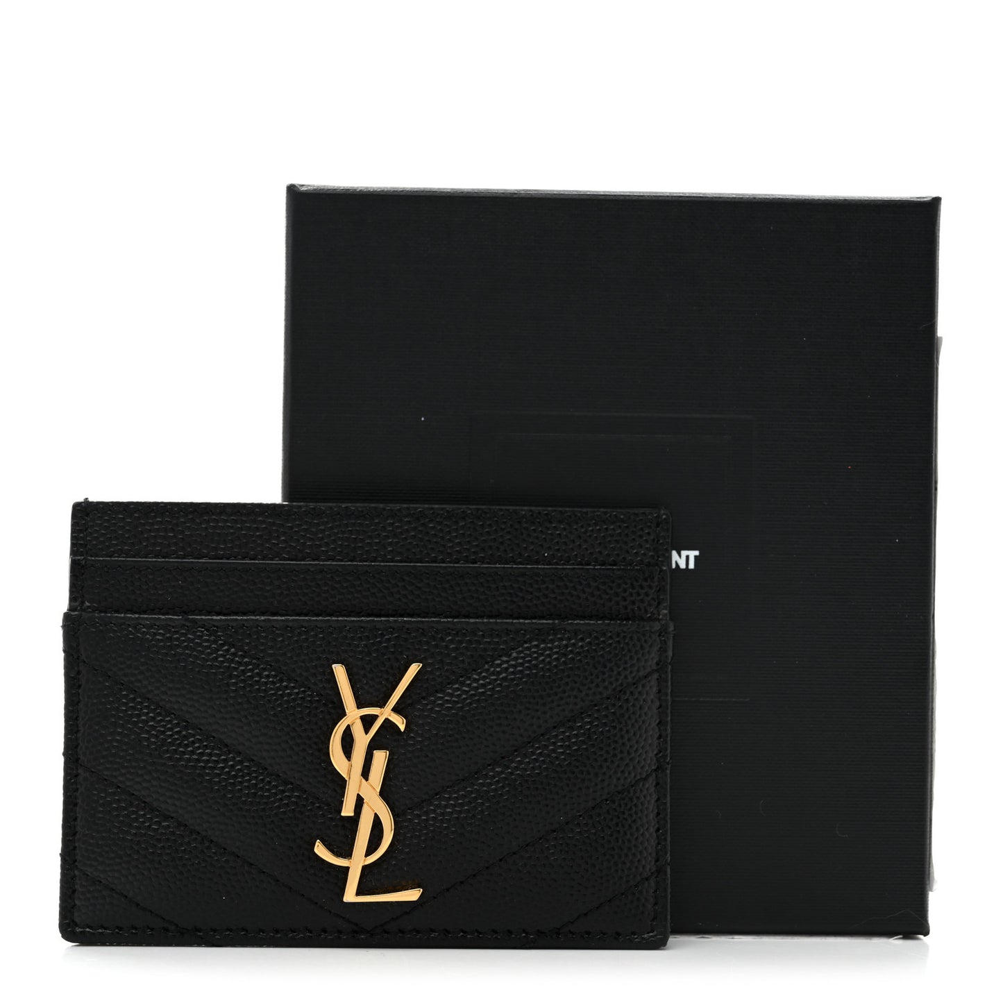 Grain De Poudre Matelasse Chevron Monogram Credit Card Case Black